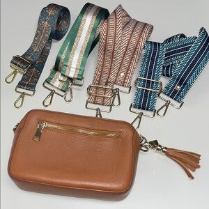 Pom Pom of London Brown Leather Crossbody Bag with Interchangeable Straps